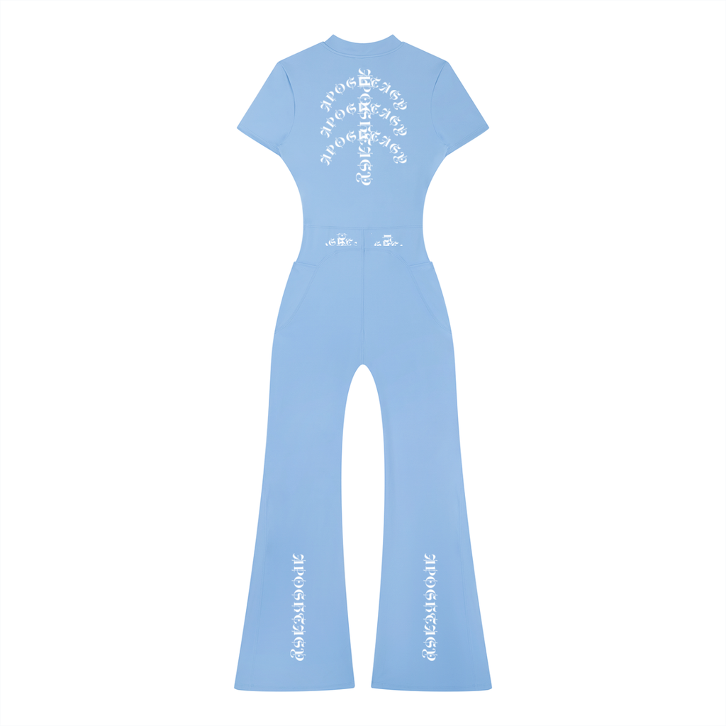 Aposhtasy Women’s Tight Flared Leg Quarter-Zip Jumpsuit S.S