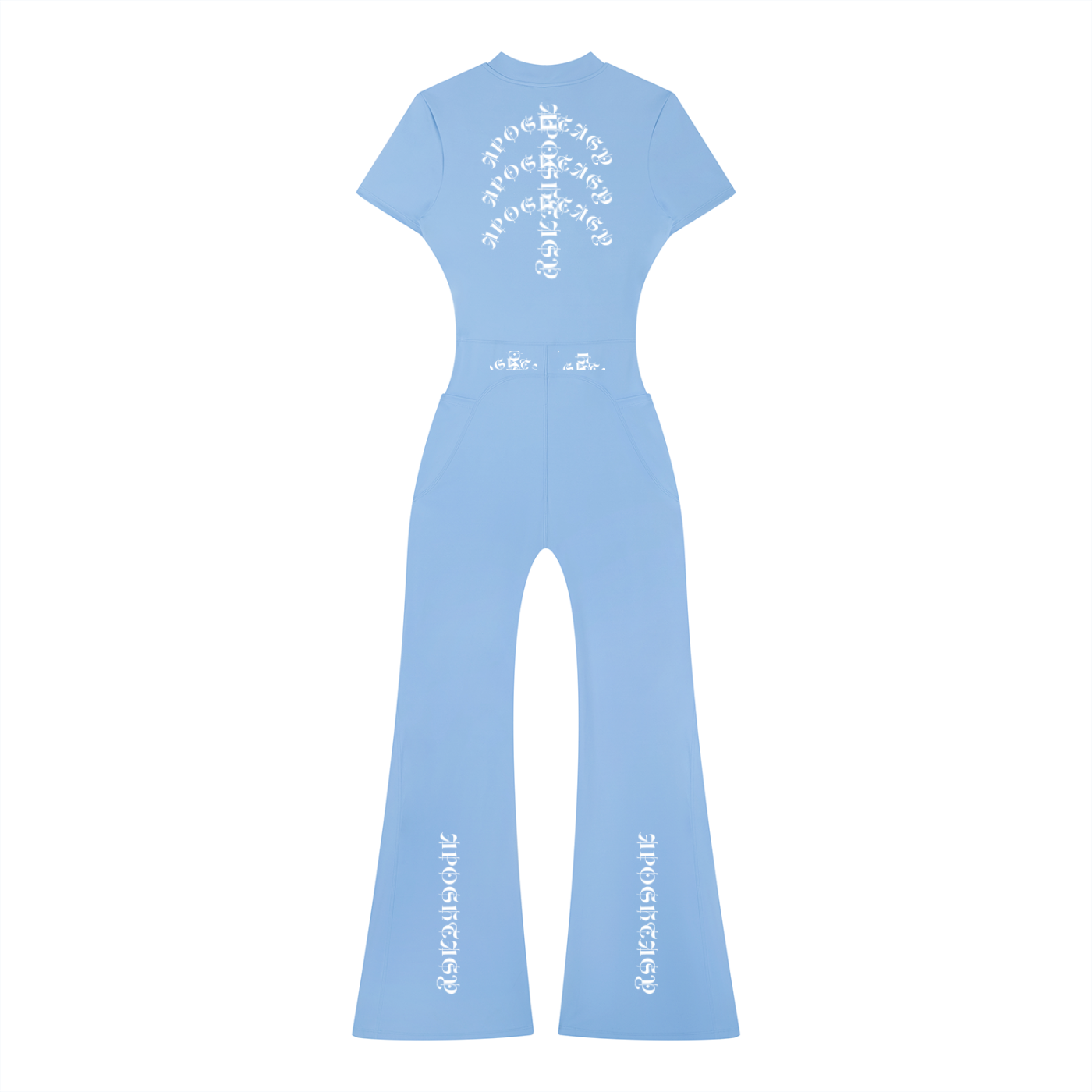 Aposhtasy Women’s Tight Flared Leg Quarter-Zip Jumpsuit S.S