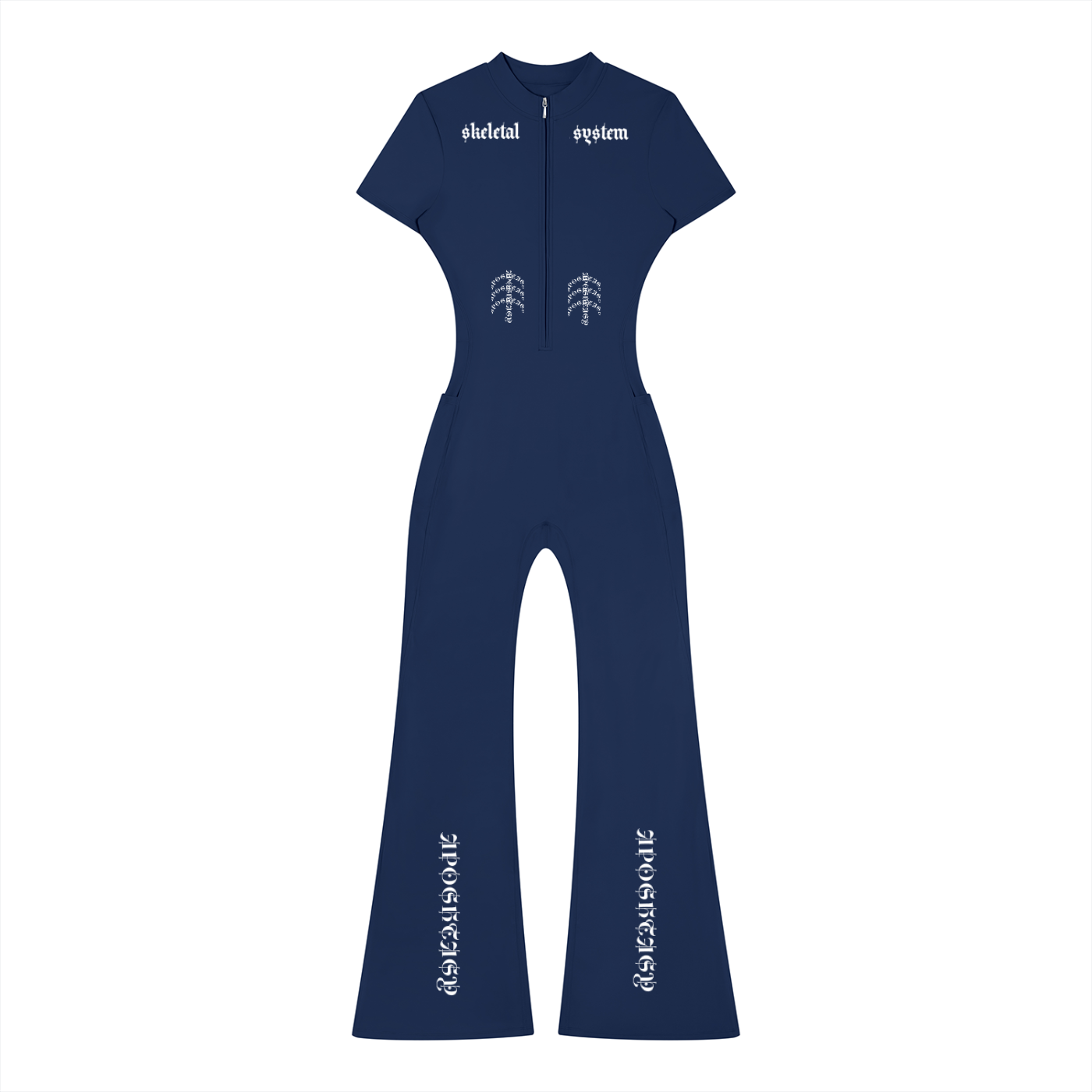 Aposhtasy Women’s Tight Flared Leg Quarter-Zip Jumpsuit S.S