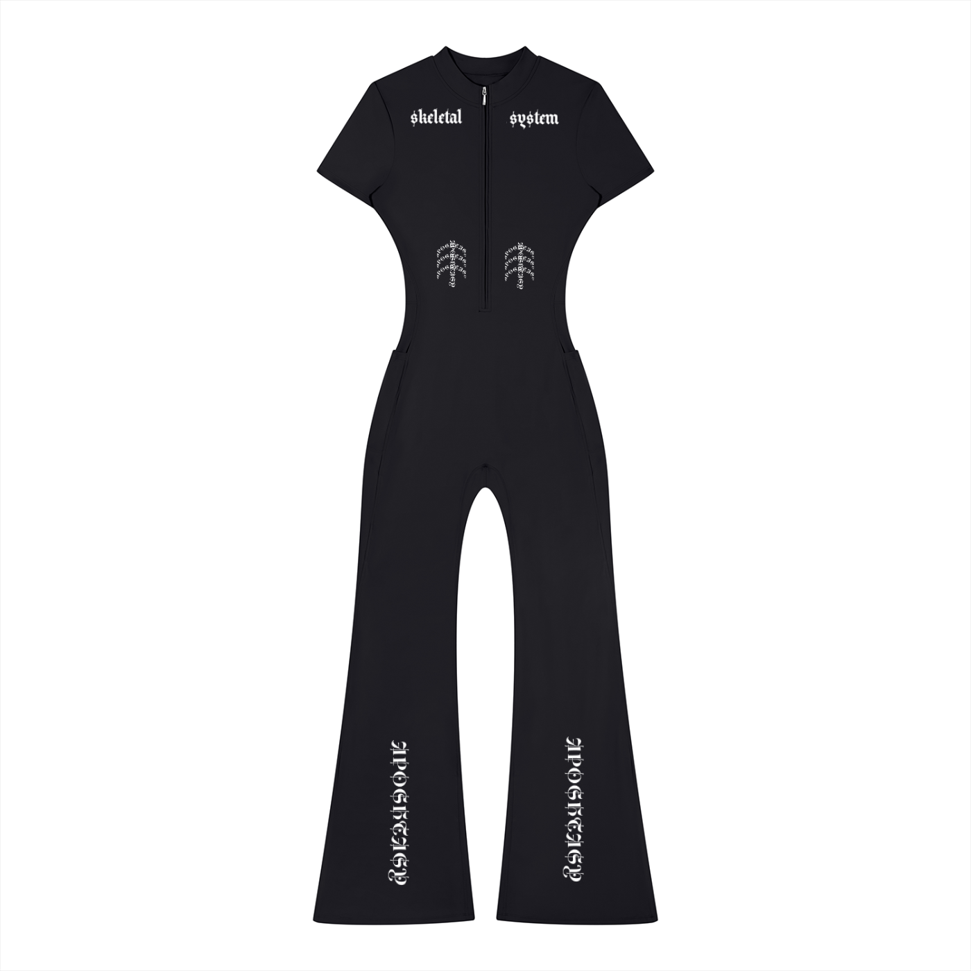 Aposhtasy Women’s Tight Flared Leg Quarter-Zip Jumpsuit S.S