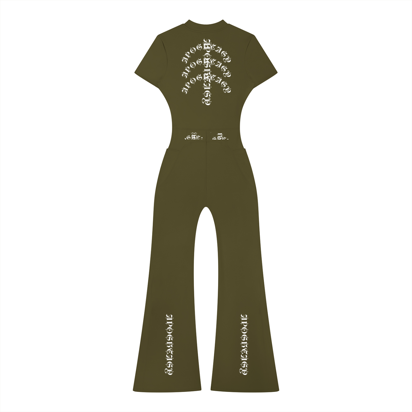 Aposhtasy Women’s Tight Flared Leg Quarter-Zip Jumpsuit S.S