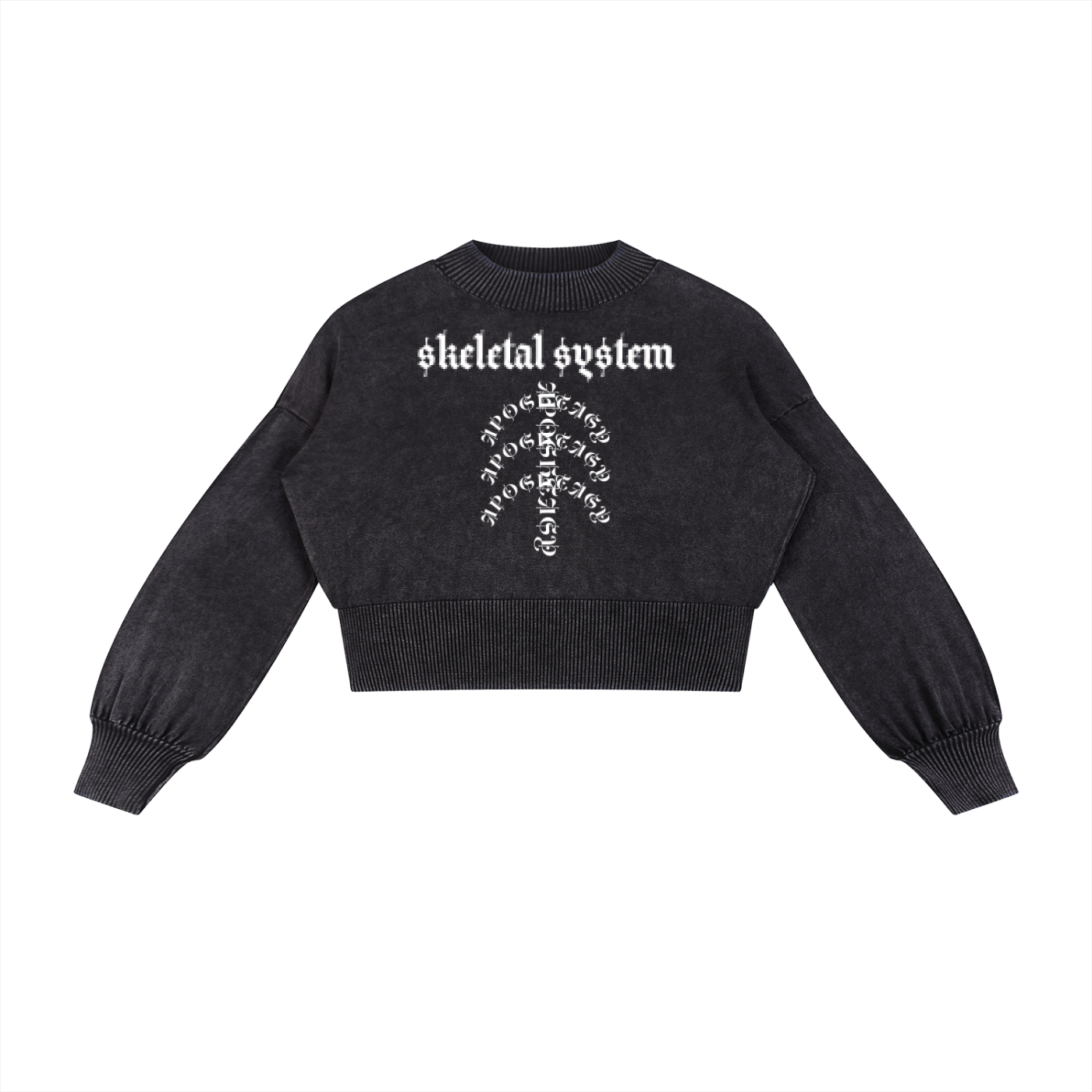 Aposhtasy Mineral Wash Balloon Sleeve Cropped Sweater S.S