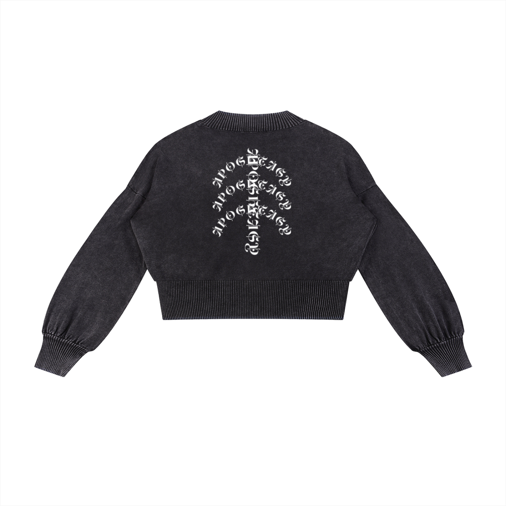 Aposhtasy Mineral Wash Balloon Sleeve Cropped Sweater S.S