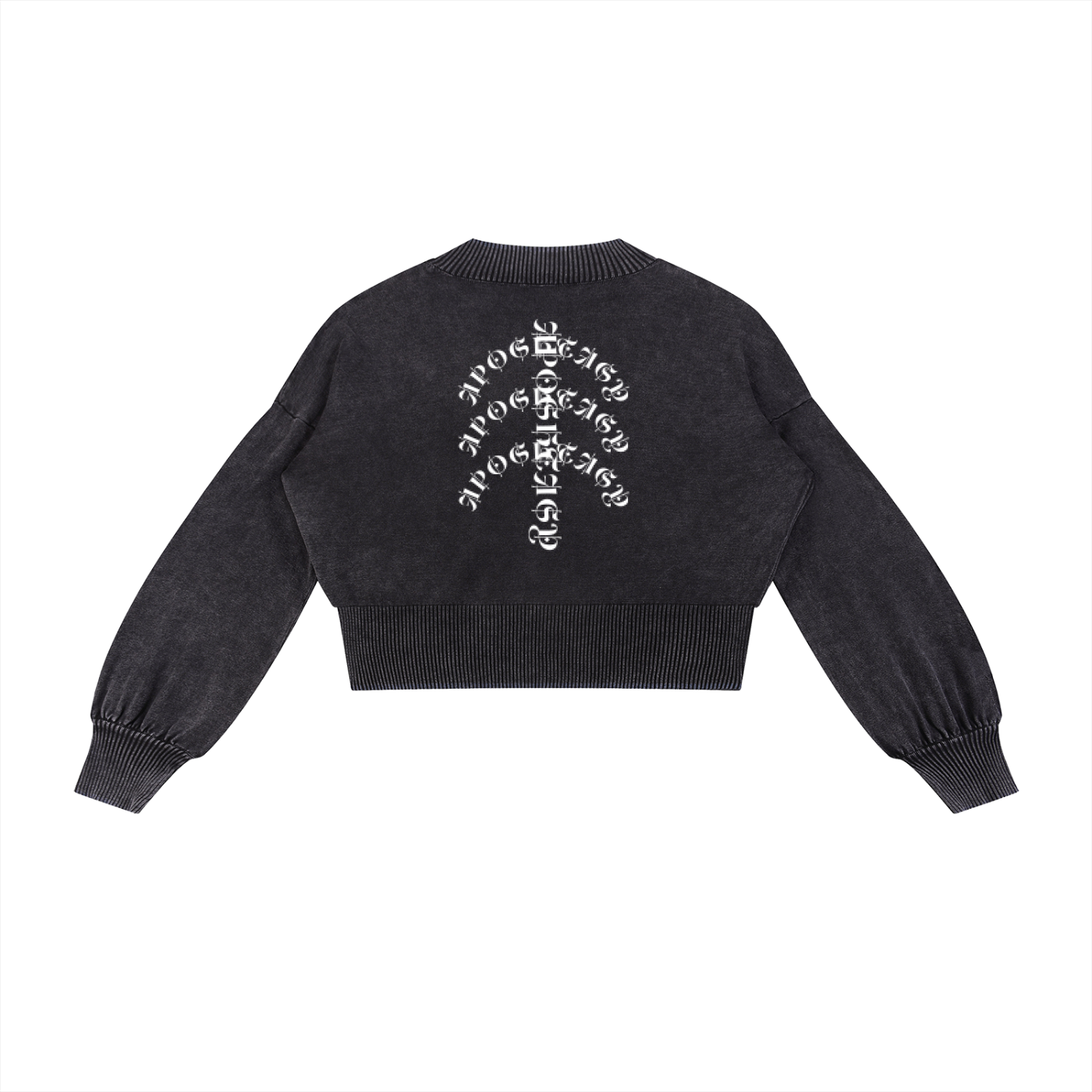 Aposhtasy Mineral Wash Balloon Sleeve Cropped Sweater S.S