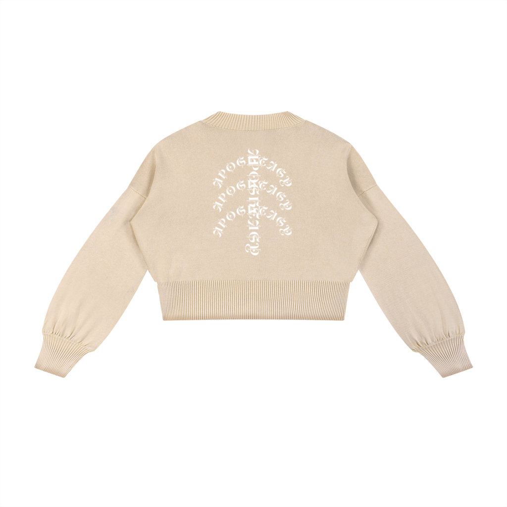 Aposhtasy Mineral Wash Balloon Sleeve Cropped Sweater S.S