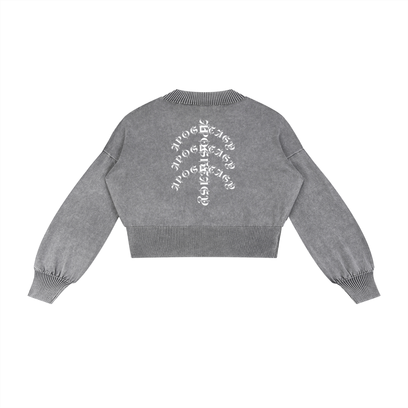 Aposhtasy Mineral Wash Balloon Sleeve Cropped Sweater S.S