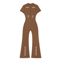Aposhtasy Women’s Tight Flared Leg Quarter-Zip Jumpsuit S.S