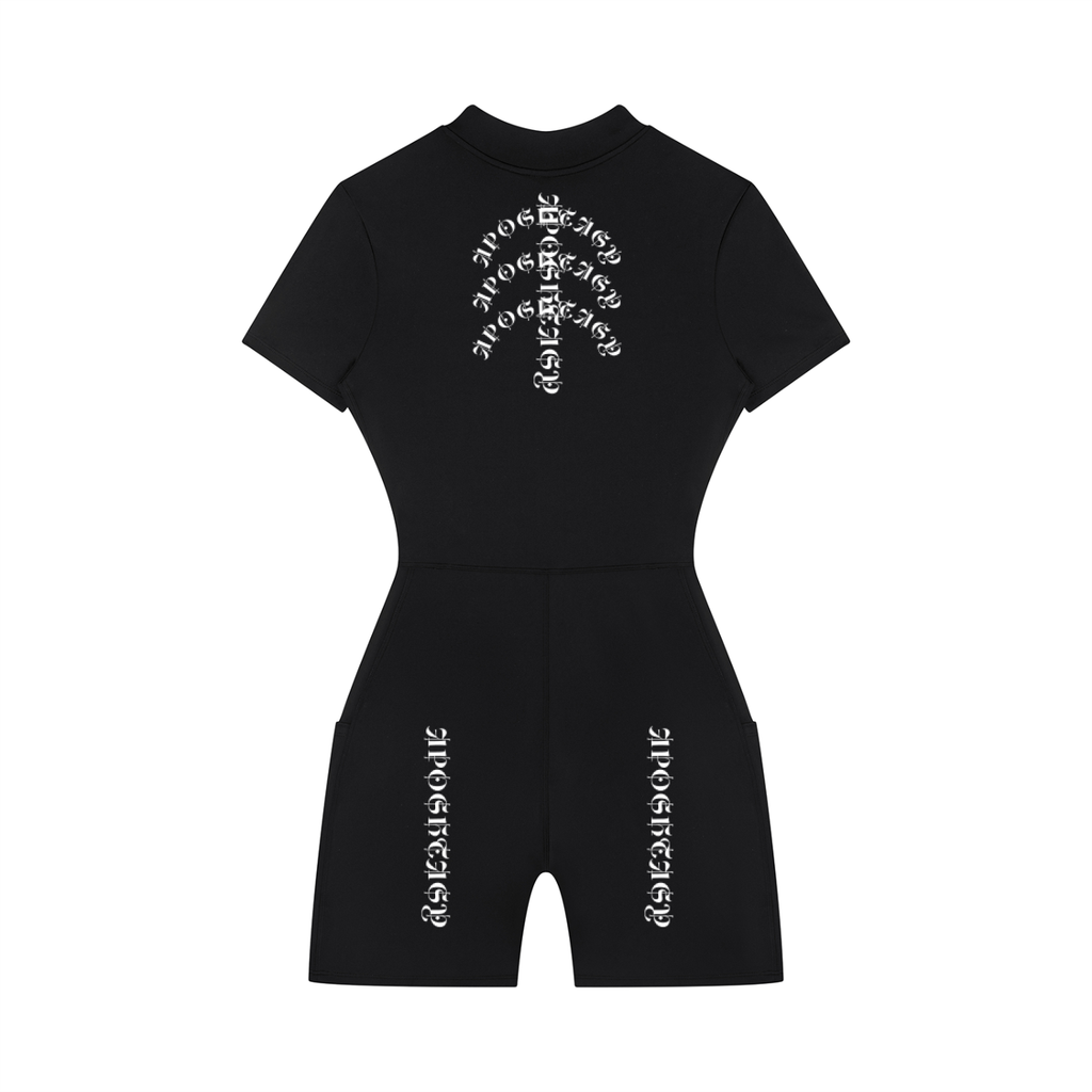 Aposhtasy Women's Quarter-Zip Short Sleeve Romper S.S