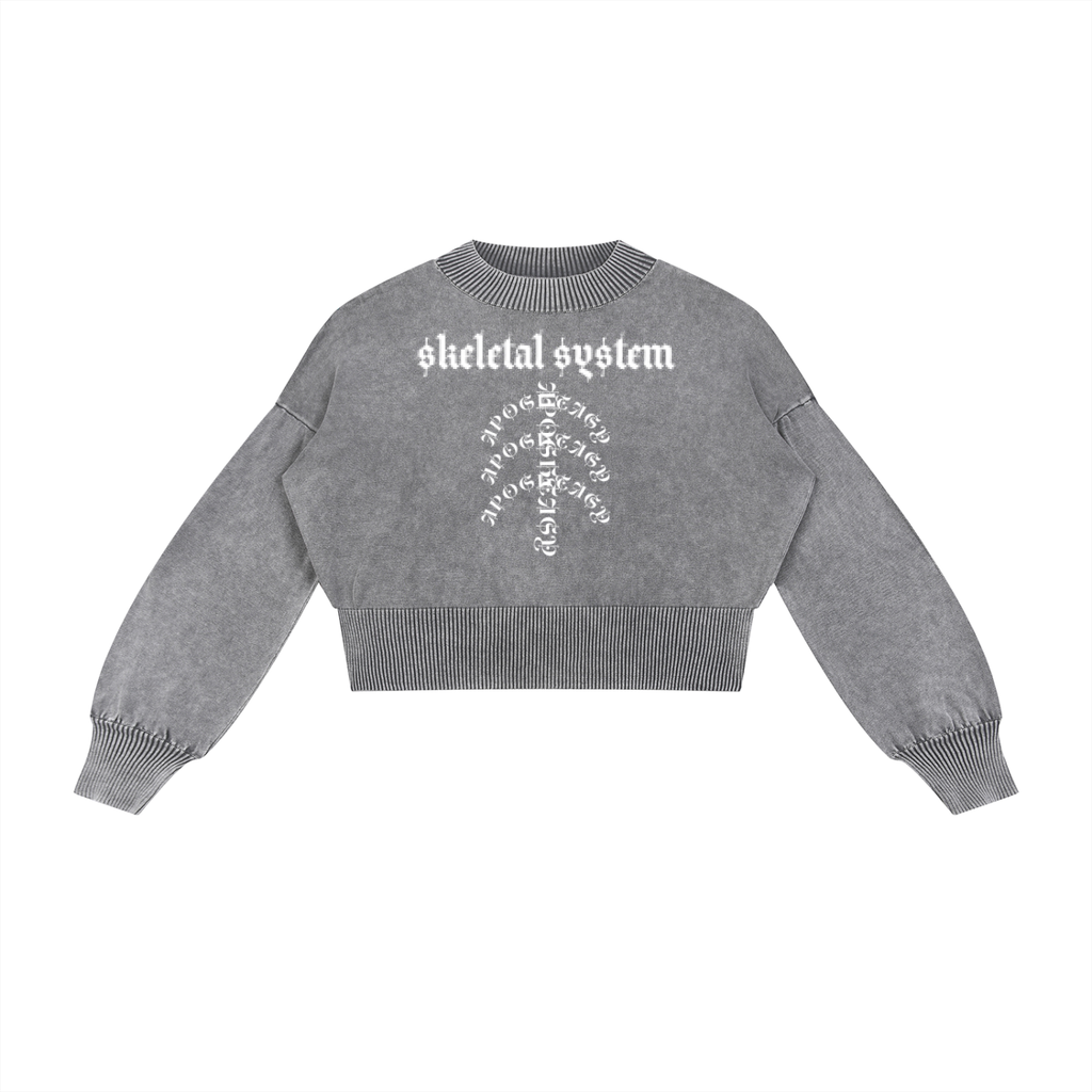 Aposhtasy Mineral Wash Balloon Sleeve Cropped Sweater S.S
