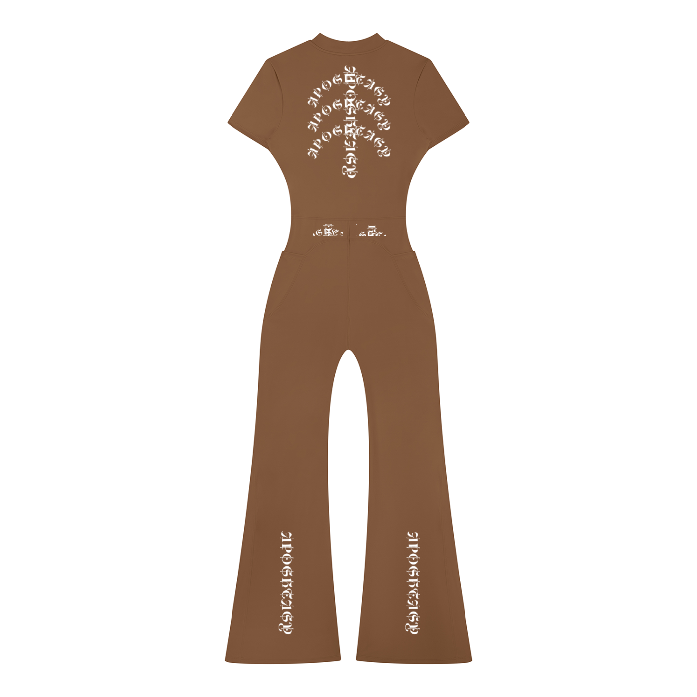 Aposhtasy Women’s Tight Flared Leg Quarter-Zip Jumpsuit S.S