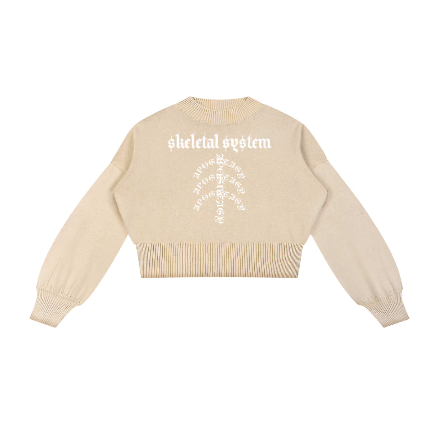 Aposhtasy Mineral Wash Balloon Sleeve Cropped Sweater S.S