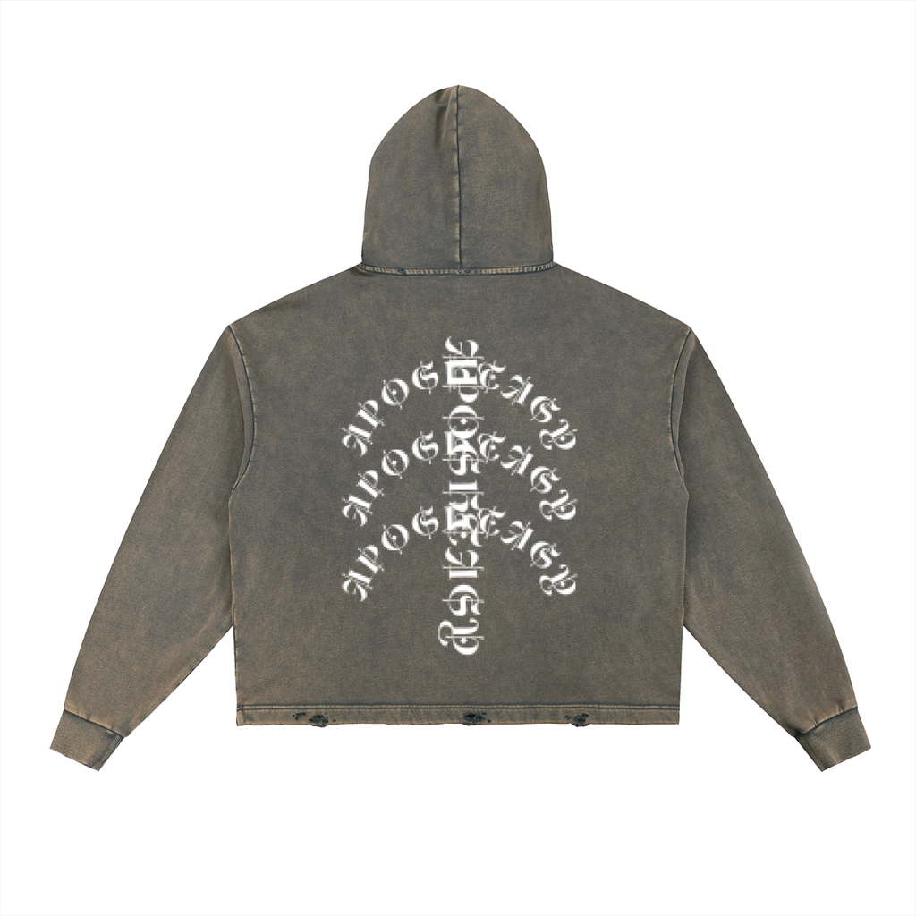 Aposhtasy Washed Frayed-Hem Hoodie S.S