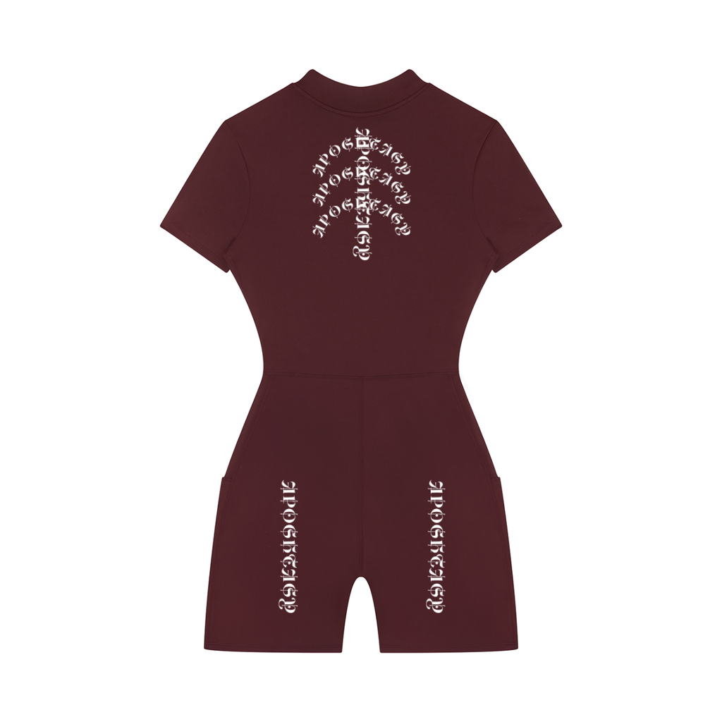Aposhtasy Women's Quarter-Zip Short Sleeve Romper S.S