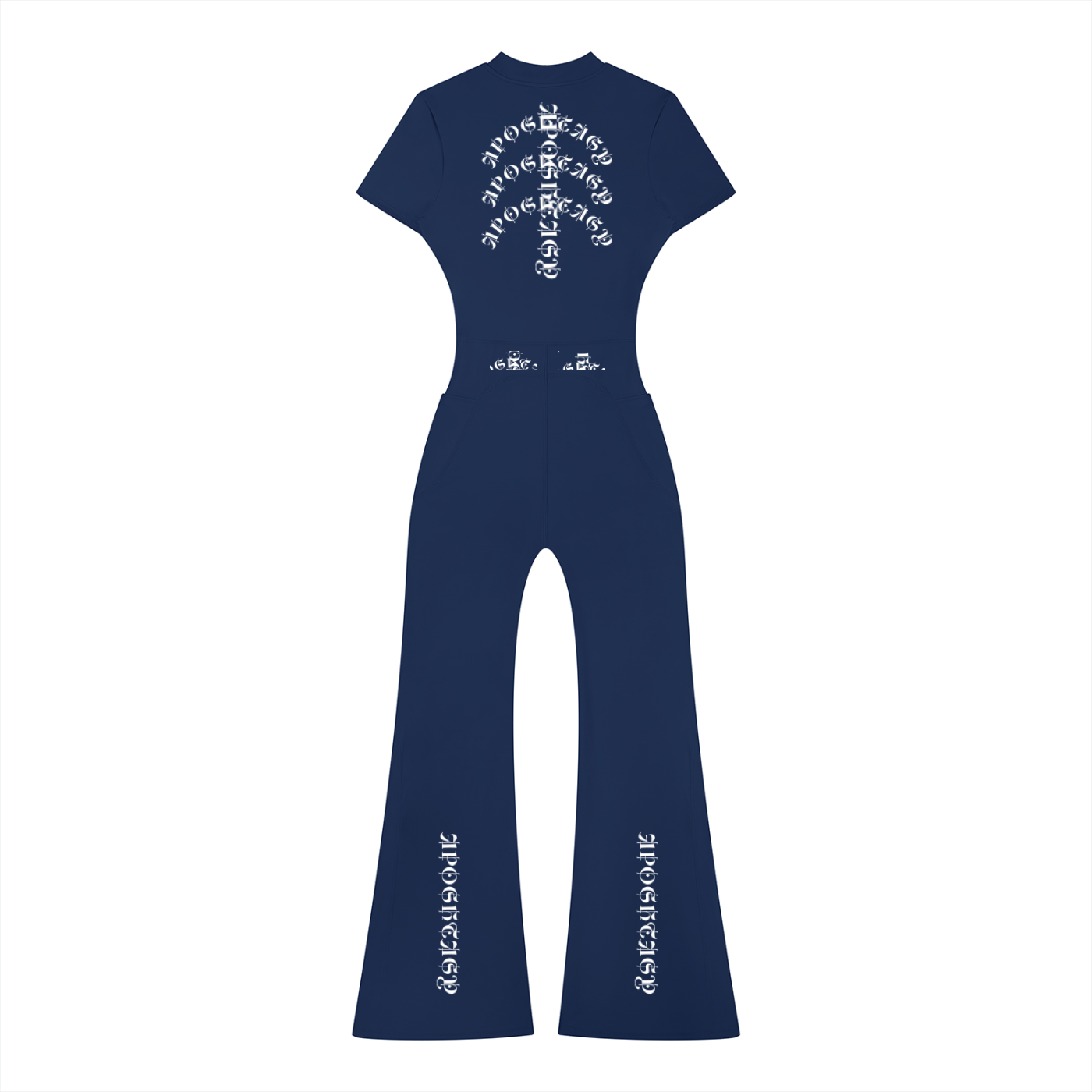 Aposhtasy Women’s Tight Flared Leg Quarter-Zip Jumpsuit S.S