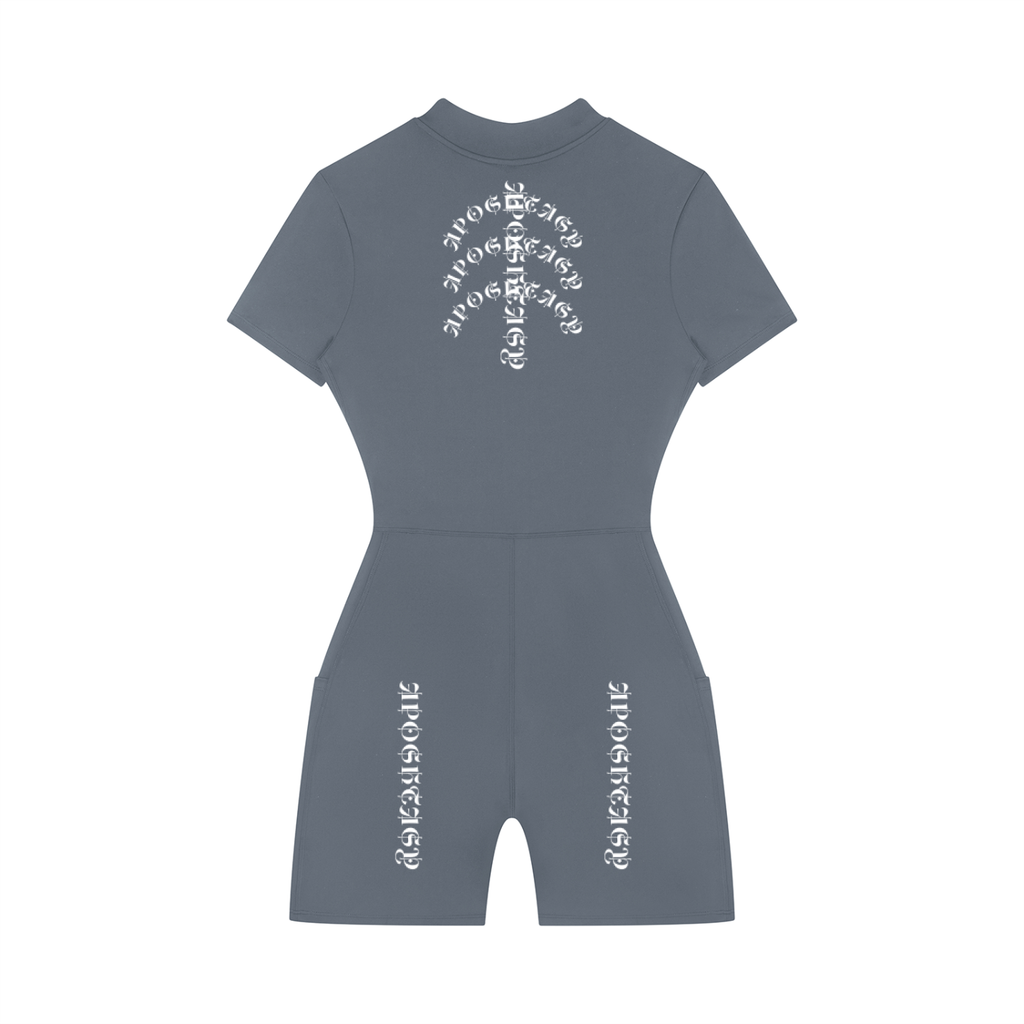Aposhtasy Women's Quarter-Zip Short Sleeve Romper S.S