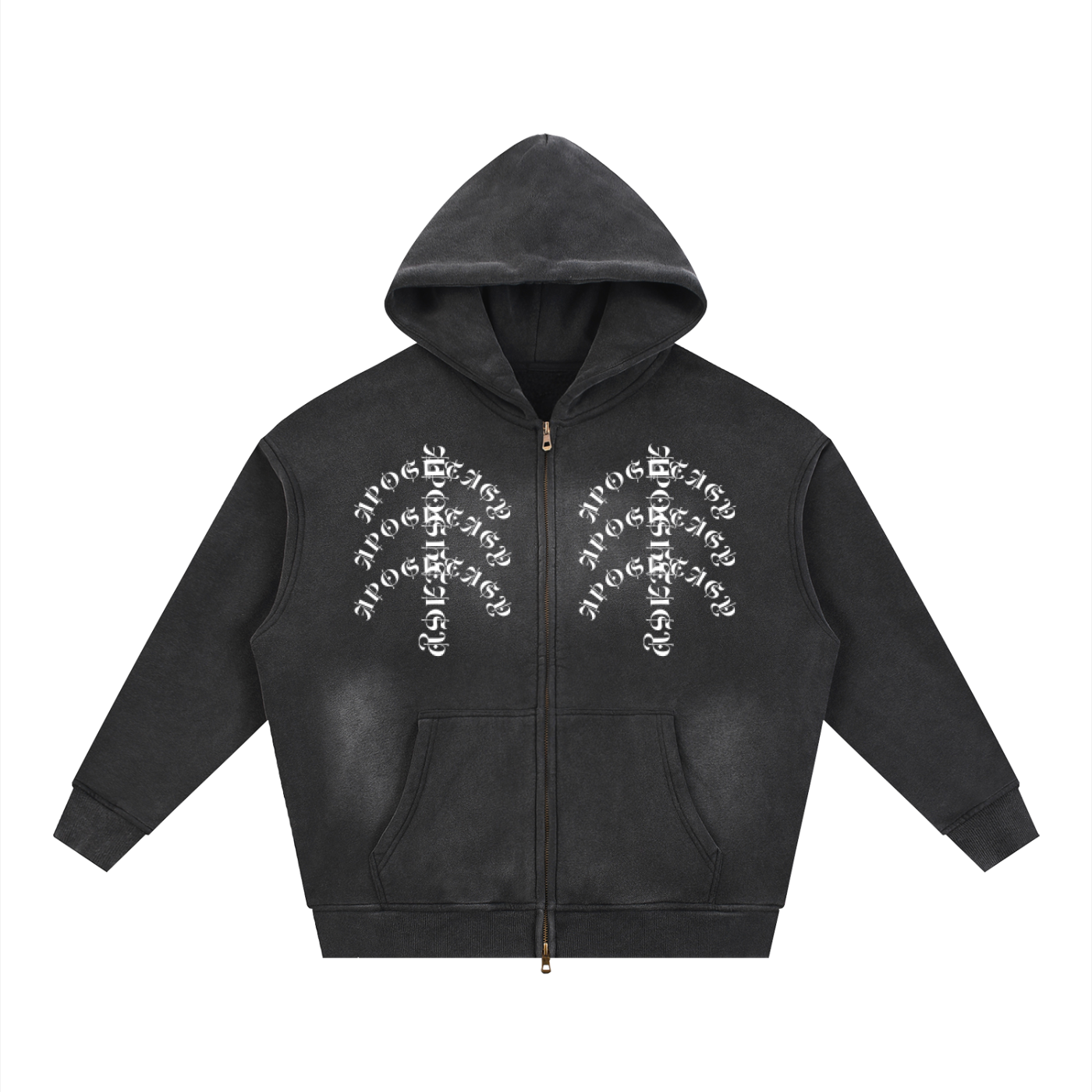 Aposhtasy Rib Two-way Zipper Boxy  Hoodie