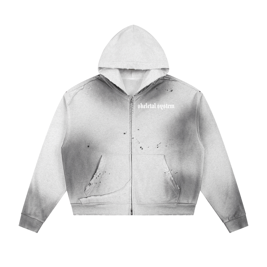 Aposhtasy Frayed Raw Edge Fleece Zip Hoodie S.S