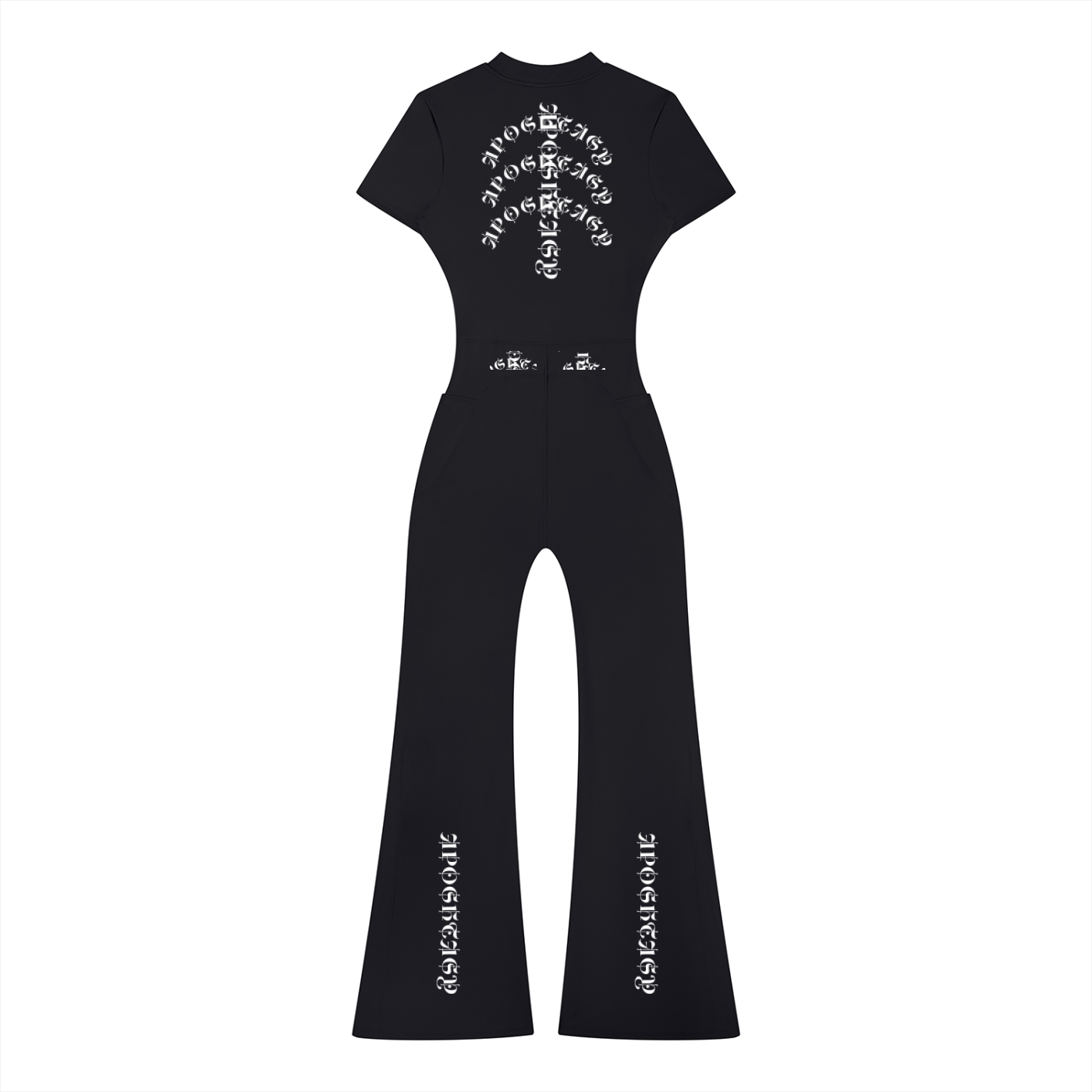 Aposhtasy Women’s Tight Flared Leg Quarter-Zip Jumpsuit S.S