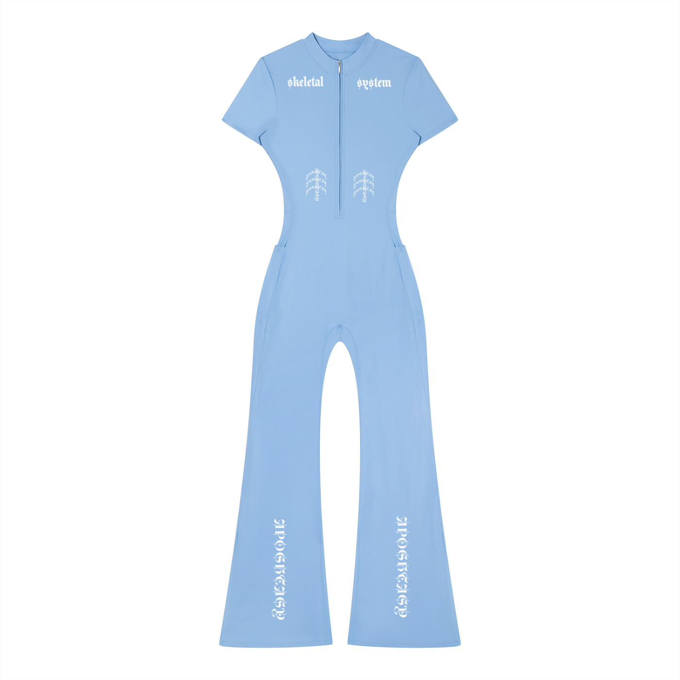 Aposhtasy Women’s Tight Flared Leg Quarter-Zip Jumpsuit S.S