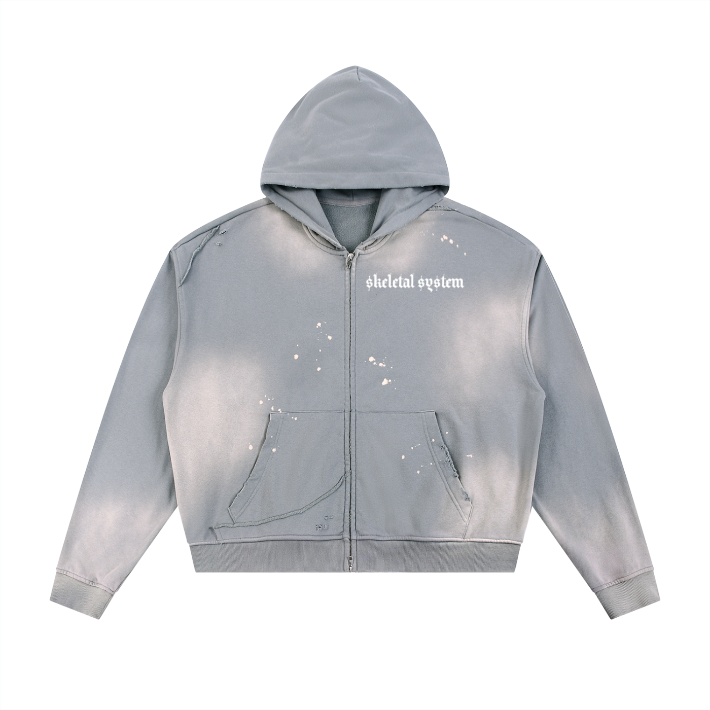 Aposhtasy Frayed Raw Edge Fleece Zip Hoodie S.S